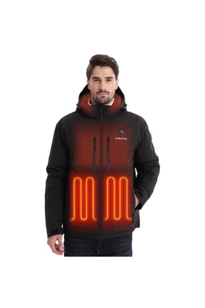 Men's 12V Heated Jacket with Battery, Softshell Electric Winter Coat for Skiing, Hunting & Outdoor Work & Cold Weather (Black, L)