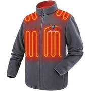 VENUSTAS Men's Fleece Heated Jacket with Battery Pack 7.4V, Soft Lightweight Heated Coat for Outdoor (Gray,S)
