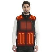 VENUSTAS Men's Fleece Heated Vest–Up to 20 Hours Warmth, Electric Heating Work Vest, Black, 4XL