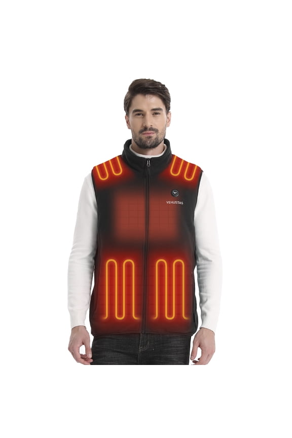 Men's Fleece Heated Vest–Up to 20 Hours Warmth, Electric Heating Work Vest, Black, L
