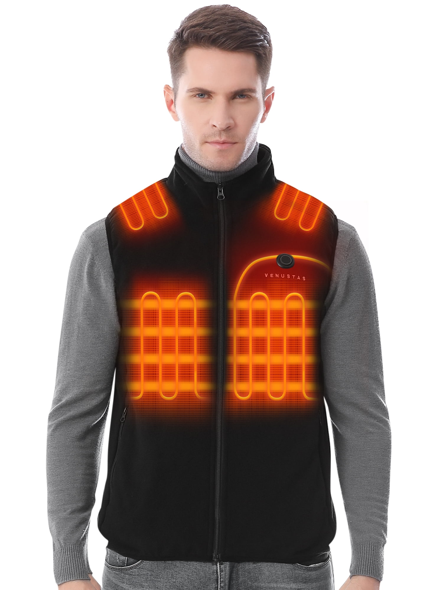 Venustas Men's Fleece Heated Vest with Battery Pack 7.4V, Lightweight