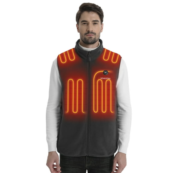 Venustas Men's Fleece Heated Vest with Battery Pack 7.4V, Lightweight Insulated Electric Heating Vest for Hunting Skiing Outdoor