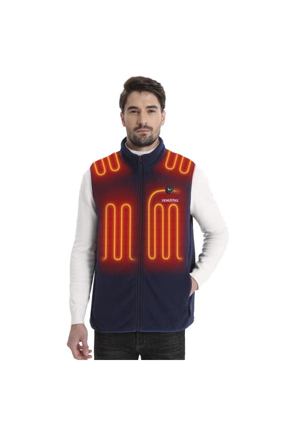 Men's Fleece Heated Vest with Battery Pack 7.4V, Lightweight Insulated Electric Heating Vest for Hunting Skiing Outdoor