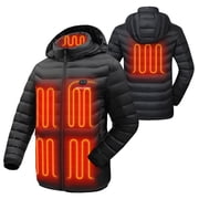 Venustas Unisex Heated Jacket with Battery, Separate Front & Back Heating Controls, Electric Puffer Coat for Women & Men Black, M