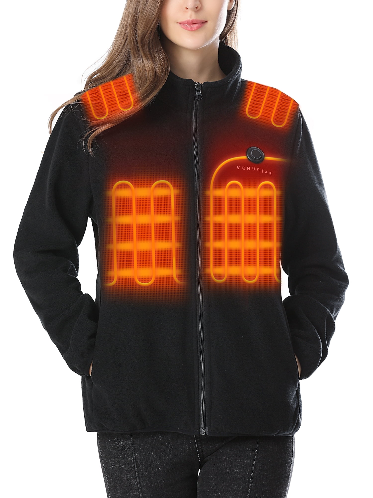 Venustas Women's Fleece Heated Jacket with Battery Pack 7.4V, 5 Heating