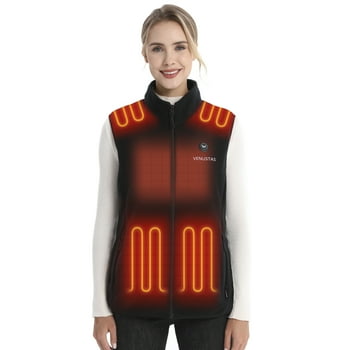 Venustas Women's Fleece Heated Vest–Up to 20 Hours Warmth, Electric Heating Work Vest, Black, S