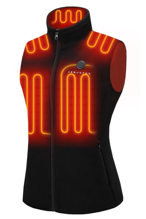 Women's Fleece Heated Vest with Battery Pack 7.4V, Lightweight Insulated Electric Heating Vest for Hunting Skiing Outdoor (Black, M)