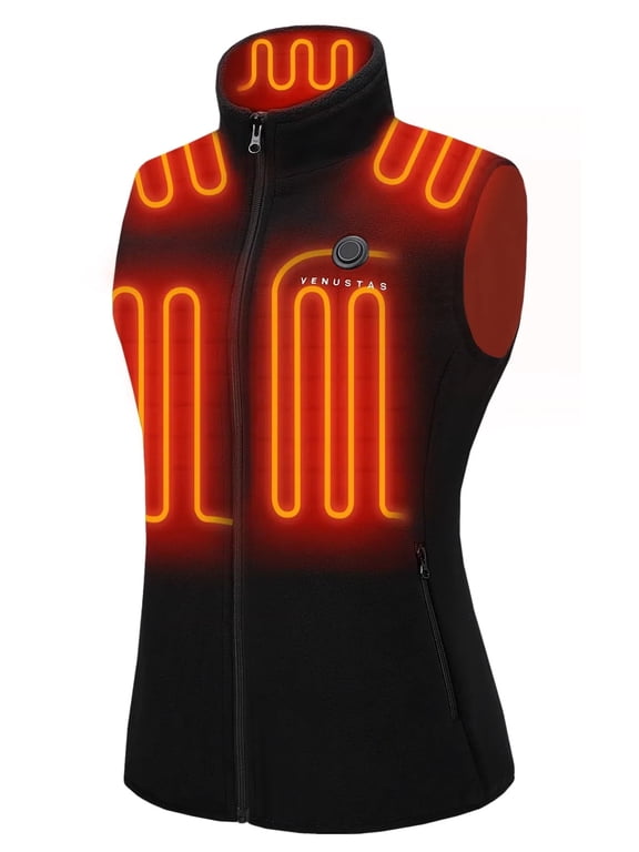 Women's Fleece Heated Vest with Battery Pack 7.4V, Lightweight Insulated Electric Heating Vest for Hunting Skiing Outdoor (Black, M)