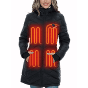 Venustas Women's Heated Down Jacket with Battery Pack 7.4V, Long Puffer Winter Jacket Coat (Black, XS)