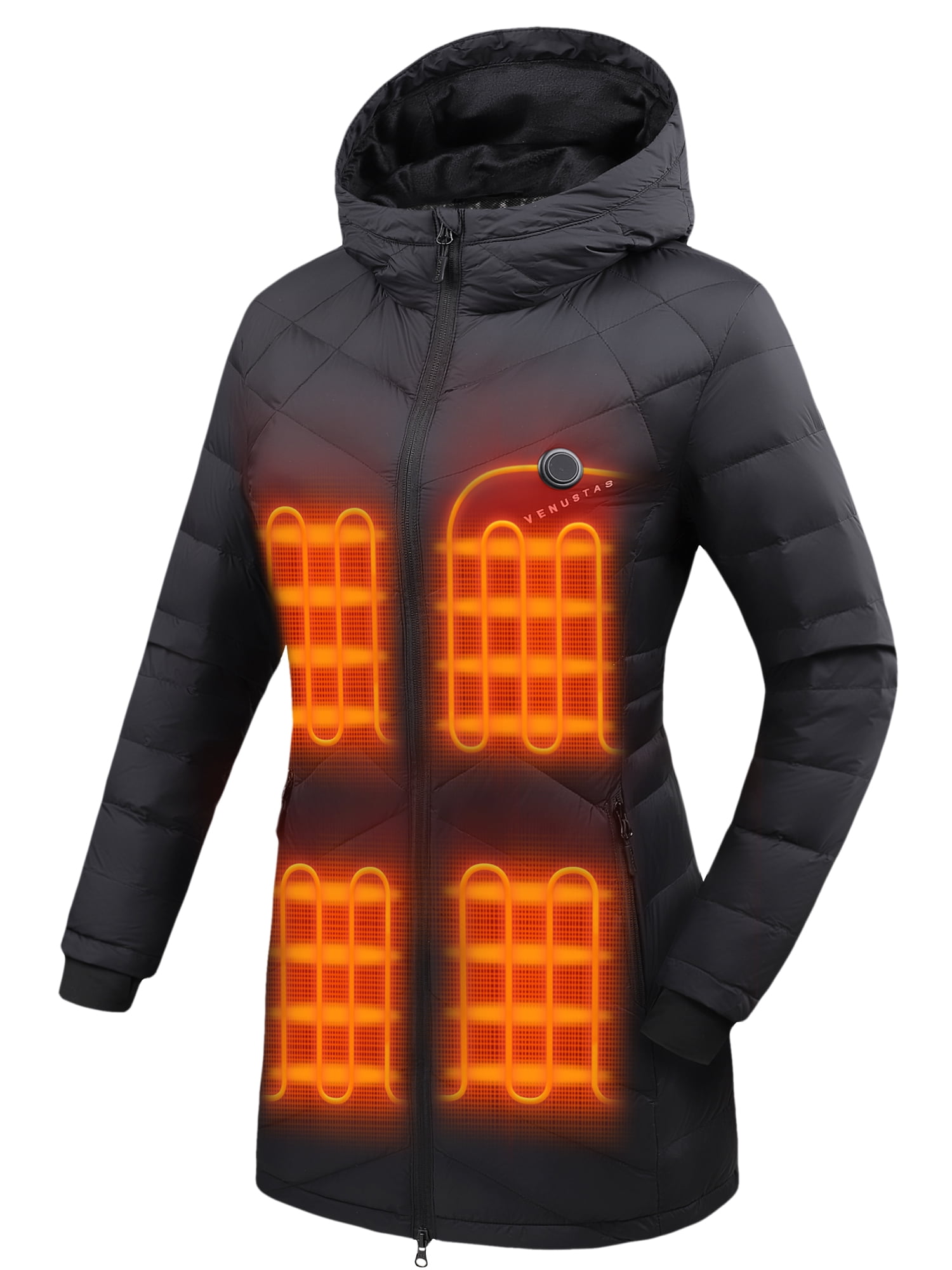 Venustas Women's Heated Down Jacket with Battery Pack 7.4V, Long Puffer