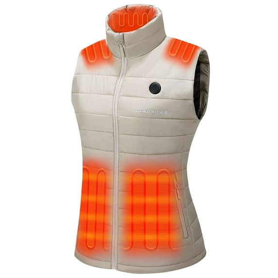 Venustas Women's Heated Vest with Battery Pack 7.4V, Heated Clothes for Women (Beige, XS)