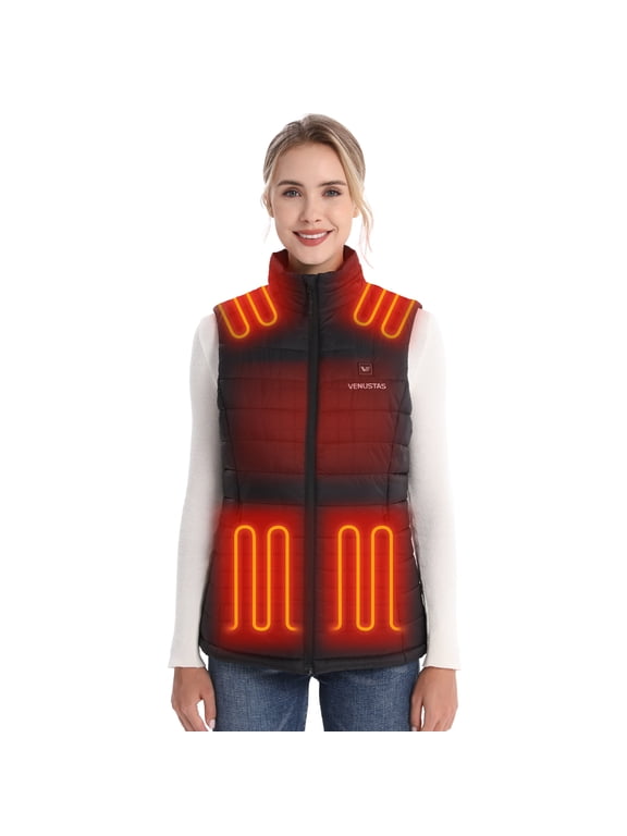 Classic Heated Vest for Women, Rechargeable Battery-Powered Outdoor Vest for Work and Hunting (Black, 3XL)