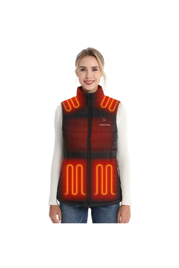 Classic Heated Vest for Women, Rechargeable Battery-Powered Outdoor Vest for Work and Hunting (Black, L)