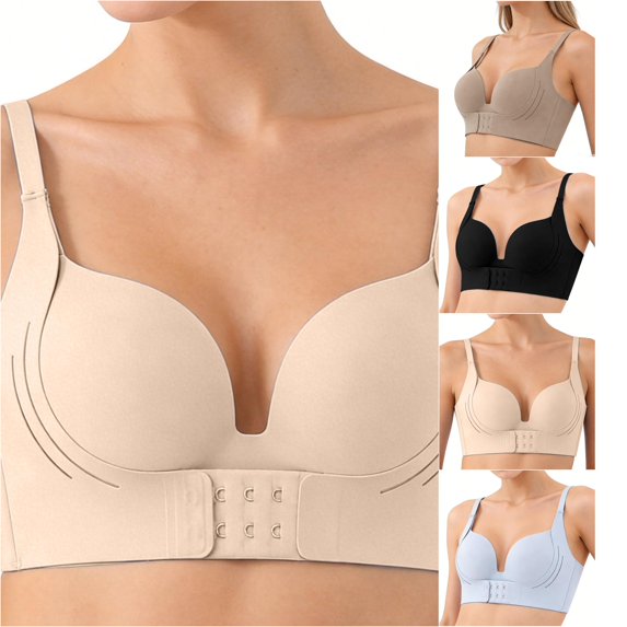 Venzia Balconette Bra for Women, Push Up Padded Underwire Low Cut T-Shirt Bra | Shape Curve, Push up, Seamless T-Shirt Cups, Side Support, Natural Lift, Back Smoothing, Soft Stretch