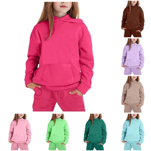 Venzia Girls Oversized Drop Shoulder Hoodie Long Sleeve Kangaroo Pocket Soft Sweatshirt Casual Loungewear Top for Kids School Outdoor Daily Play,4-5 Years