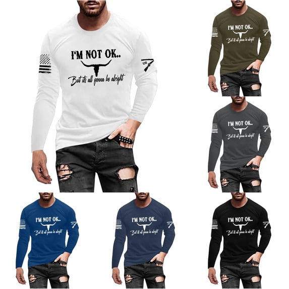 Venzia I'm Not Okay But It's Going to Be Alright T-Shirt Men Vintage Country Music Tee