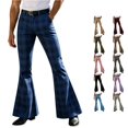 thumbnail image 1 of Venzia Men Green Plaid Flared Trousers, Vintage High Waist Bell Bottom Pants, Retro Business Casual Dress Pants, 1 of 5