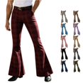 thumbnail image 1 of Venzia Men Green Plaid Flared Trousers, Vintage High Waist Bell Bottom Pants, Retro Business Casual Dress Pants, 1 of 5