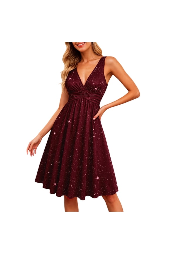 Venzia Plus Size Women's Sparkly V Neck Evening Gown Long Sleeve Formal Wedding Party Dress