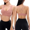 thumbnail image 1 of Venzia Women’s Solid Color Cross Back Sports Bra – High Impact Shockproof Fitness Bra for Plus Size Running Yoga Pink7 M, 1 of 4
