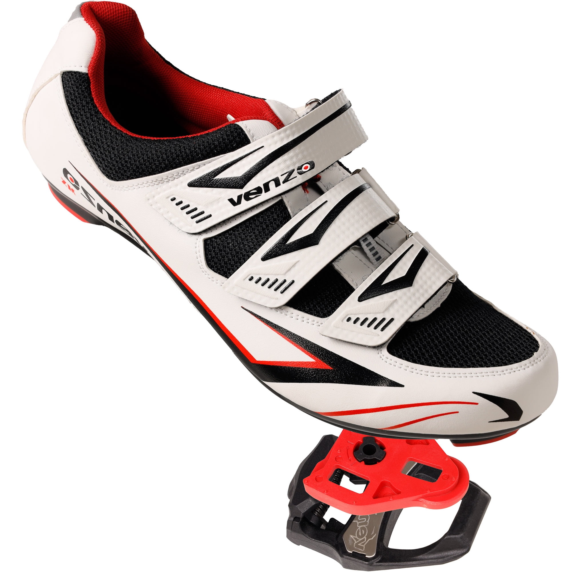 Venzo Bicycle Mens Road Cycling Shoes with Pedals Cleats Look Delta
