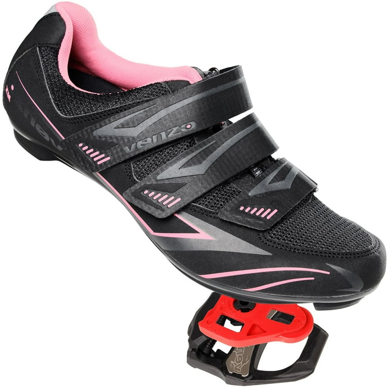 Venzo Bicycle Women s Road Cycling Shoes w Pedals Cleats Look Delta Compatible