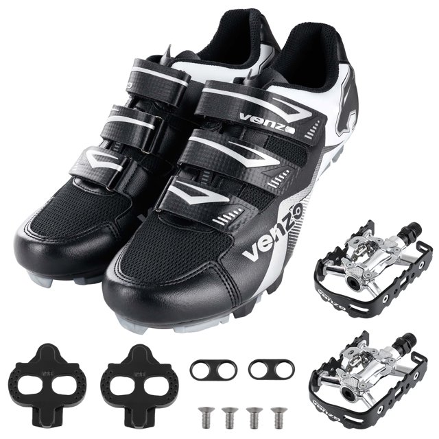 Venzo MTB Bike Bicycle Men's Cycling Shoes With Pedals & Cleats Size 42