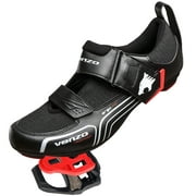 Venzo Men’s Road Bicycle Triathlon Shoes w/ Pedals Cleats Look Delta Compatible