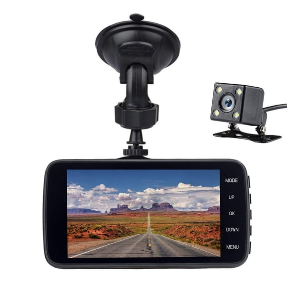 Veoker Full HD 1080P Car Dash Cam 170 Wide Angle 4 LCD Dashboard Camera DVR Video Recorder Dual Lens Front Rea