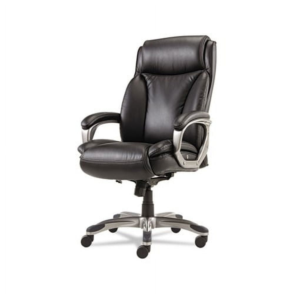 Brown High-Back Leather Executive Swivel Chair with Adjustable Arms