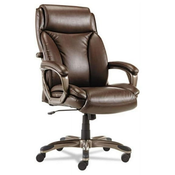 Veon Series Executive High-Back Leather Chair, with Coil Spring Cushioning, Brown
