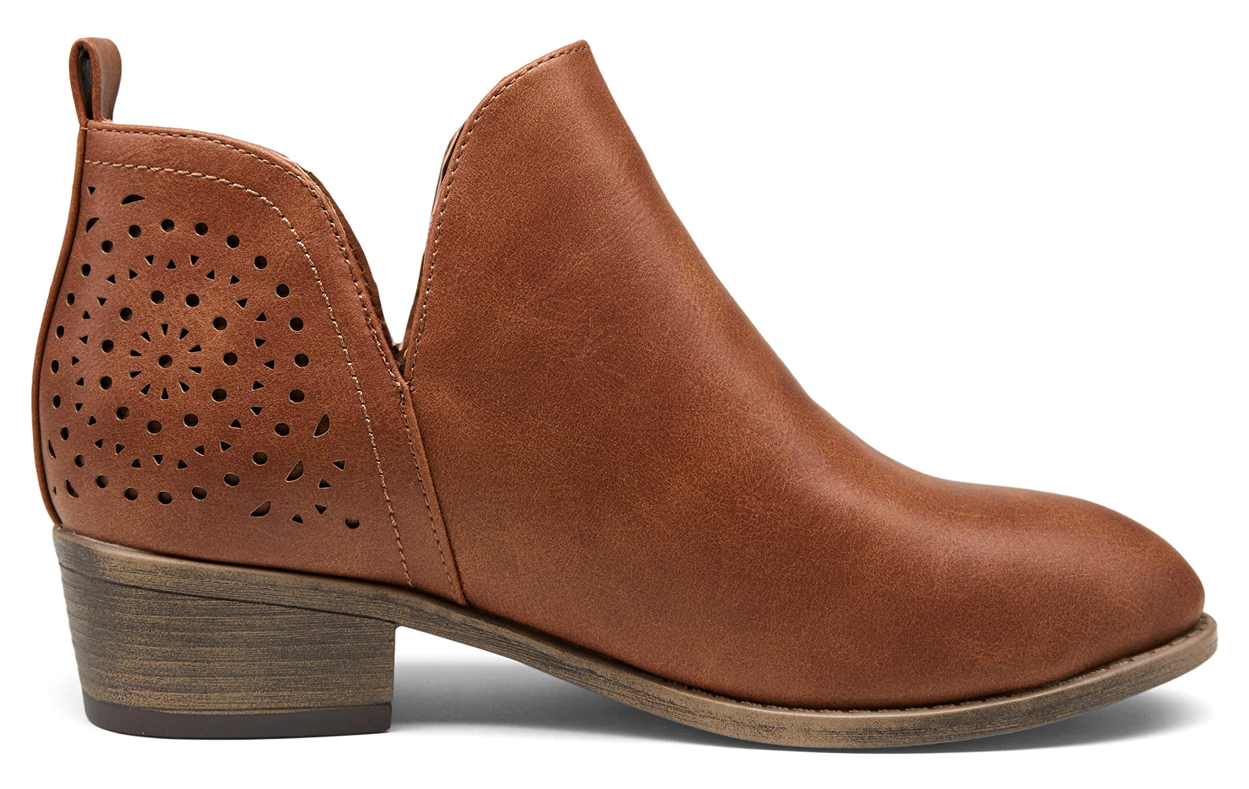 Cognac top cutout booties