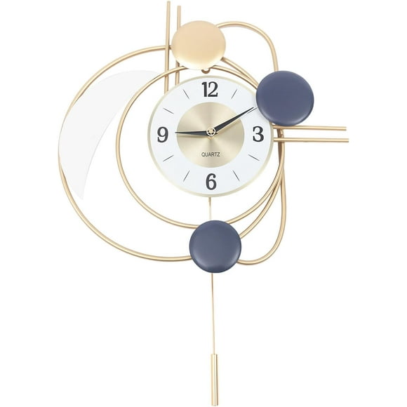 Modern Large Decor Wall Clocks Silent Home 3D Wall Art Metal Decorative Wall Clock Battery Operated Non Ticking Quartz Clock for Indoor Gold 27.95x19.29x2.36in