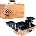 thumbnail image 1 of Ver Beauty Makeup Organizer Case with 6 Extendable Trays & Keylock Train Box (Rose Gold Diamond), 1 of 7