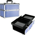 thumbnail image 1 of Ver Beauty Professional Train Makeup Case Organizer with Sliding Trays & Handle (Lavender Stripes), 1 of 6