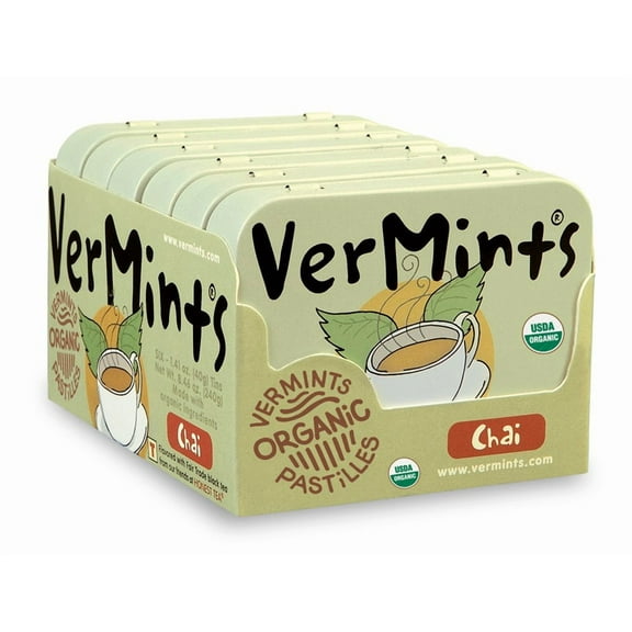VerMints Organic Chai Mints, 1.41oz Tins - Pack Of 6