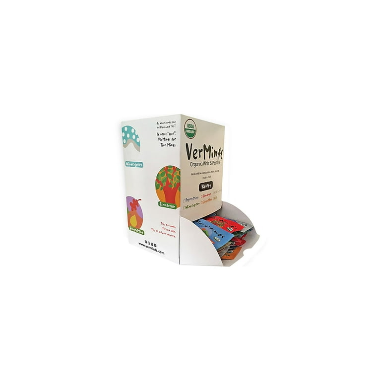 VerMints Organic Mints/Pastilles, Peppermint, 2 Mints/0.7 oz Individually Wrapped, 100/Box VerMints Organic Mints/Pastilles, Peppermint, 2 Mints/0.7 oz Individually Wrapped, 100/Box