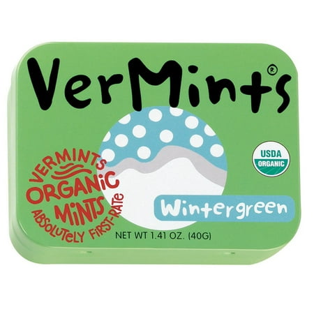 VerMints Wintergreen Organic Mints, 1.41 oz Tins (Pack of 6)