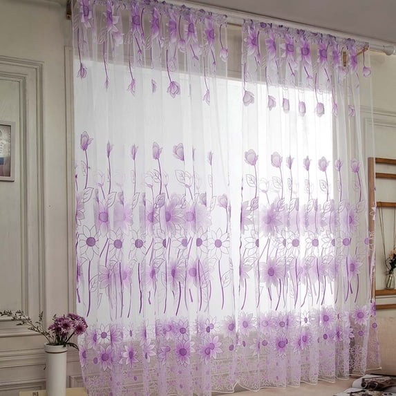 VerPetridure 1 PCS Vines Leaves Tulle Door Window Curtain Drape Panel Sheer Scarf Valances