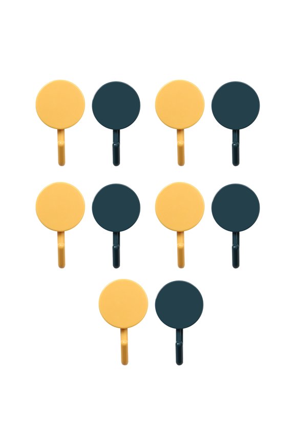 10Pc Perforation-Free Strong Adhesive Hook Yellow Blue Punching Free Strong Adhesive Hook Wall Coat Hook Multifunctional Household Hook