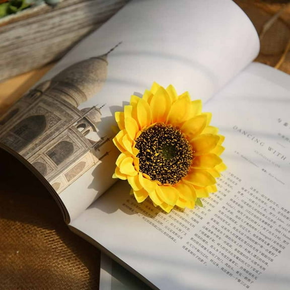 VerPetridure 13Cm Diameter Sunflower Head Artificial Flower Artificial Flower Mw33221 No. 5 Fake Silk Artificial Sunflower Flower Heads Bouquet Floral Garden Home Decor A