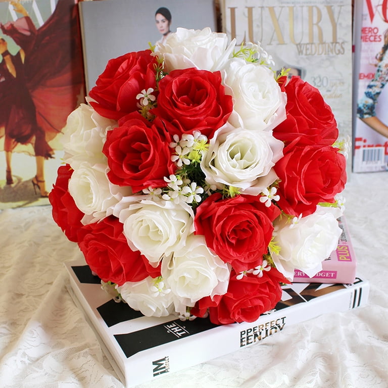 Artificial red rose wedding bouquet | Beachweddingtips.com