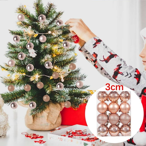 VerPetridure 24Pcs Christmas Ball Ornaments 1.18" Shatterproof Christmas Baubles Decorations for Christmas Tree,Decorative Hanging Balls Christmas Tree Ornaments for Holiday Wedding Party Decor