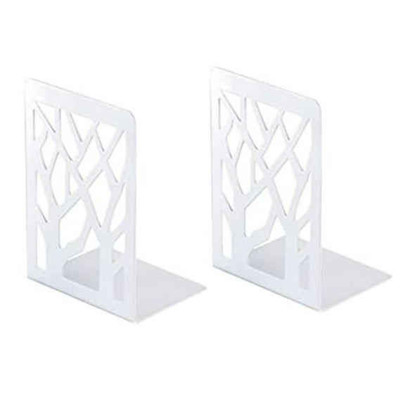 VerPetridure 2PC White Metal Non-Slip Bookend Bracket Heavy Book End Office Book Stopper
