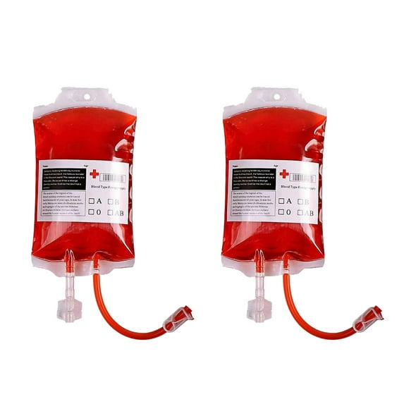 VerPetridure 2Pc Halloween Blood Bag Double Tube Drink Bag Juice Energy Pack Vampire Reusable Cups -Blood Bag Energy Drink Halloween Pouch Props -Vampire Cosplay