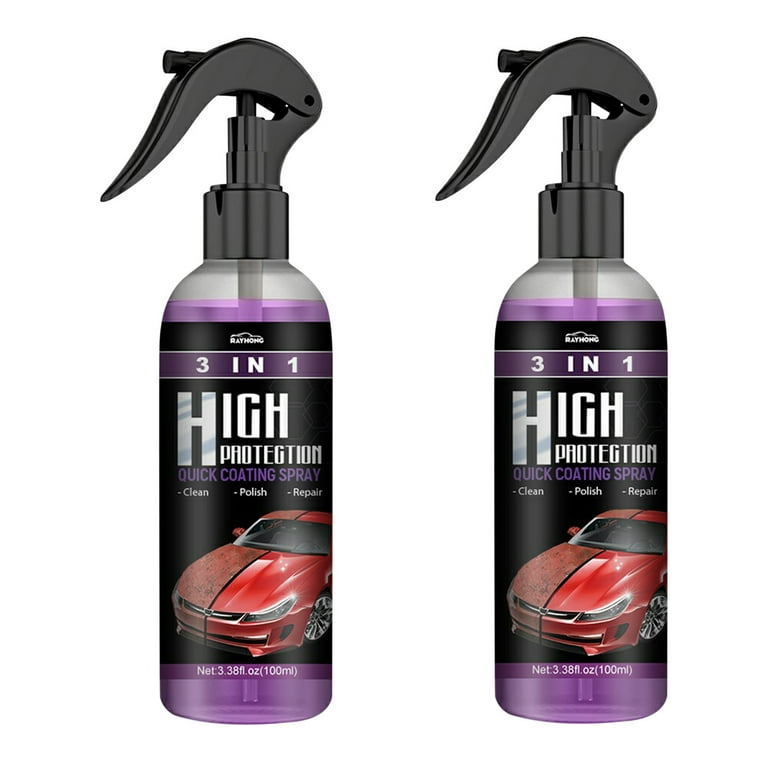  2PCS 3 in 1 High Protection Quick Coating Spray,3 in 1 High  Protection Fast Car Ceramic Coating Spray, Car scratch repair spray, Fast car  coating spray, Easy to use and clean(100ml*2) 