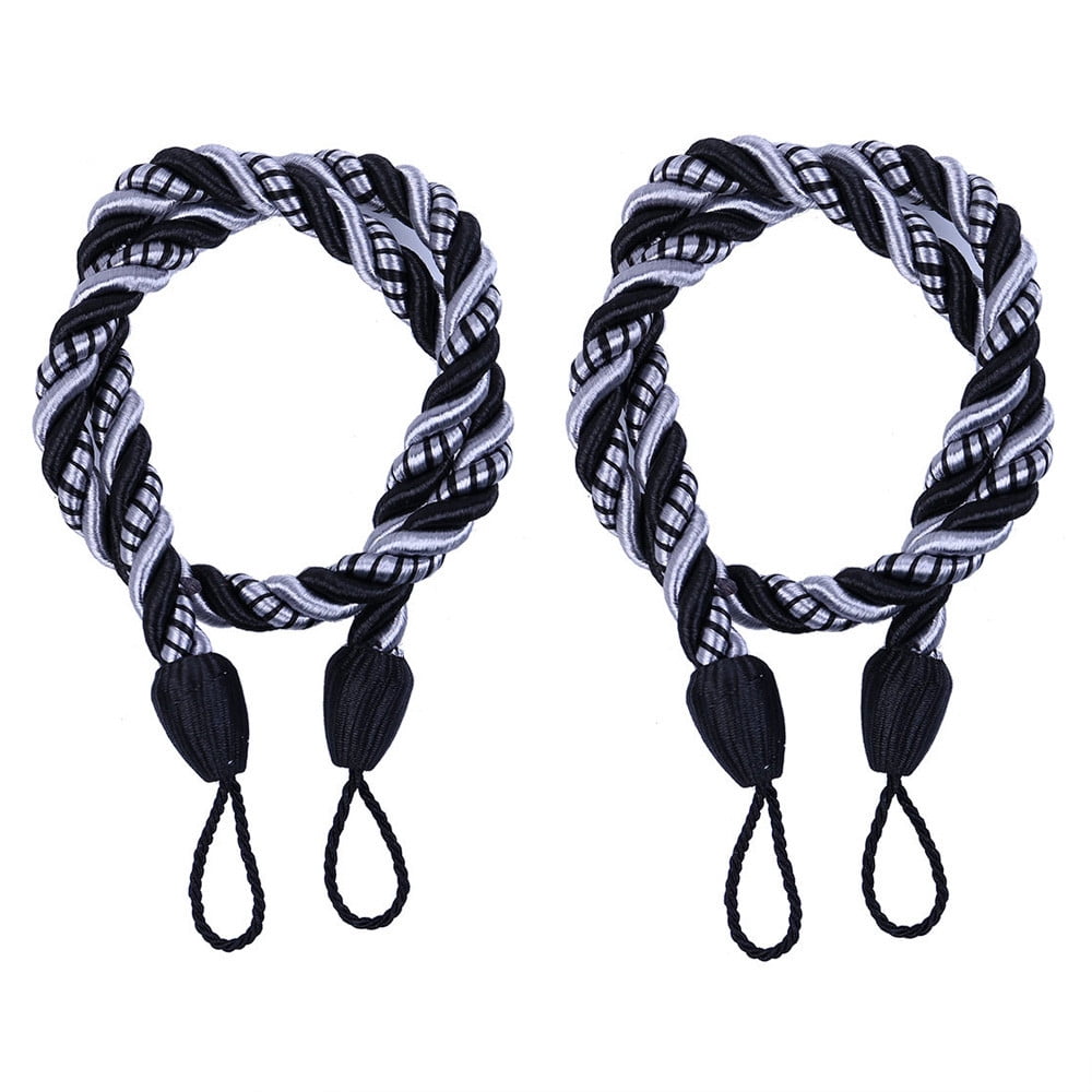 ULIFESTAR 2-Pack U-Shaped Curtain Holdback Hooks - Wall Mounted Drapery Tiebacks, Black (5.63")