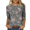 thumbnail image 1 of VerPetridure 3/4 Length Sleeve Womens Tops Round Neck Loose Cute Spring Summer Tee Shirts Dressy Casual Print Blouses Tunic, 1 of 5