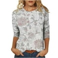 thumbnail image 1 of VerPetridure 3/4 Length Sleeve Womens Tops Round Neck Loose Cute Spring Summer Tee Shirts Dressy Casual Print Blouses Tunic, 1 of 5