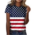 thumbnail image 1 of VerPetridure 4th of July Shirts for Women Funny Short Sleeve Crew Neck Blouse Patriotic American Flag T Shirt, 1 of 5